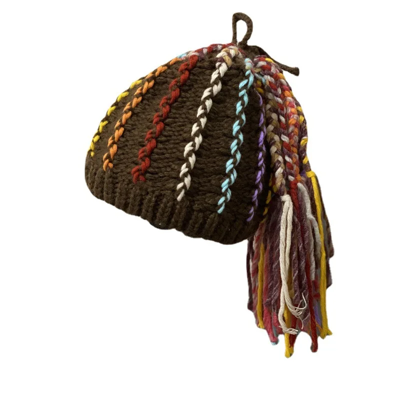 Winter Knitting Hats Winter Women Hat Ladies Girl Stretch Knit Hat Messy Bun Ponytail Beanie Holey Warm Hats Caps Street Style