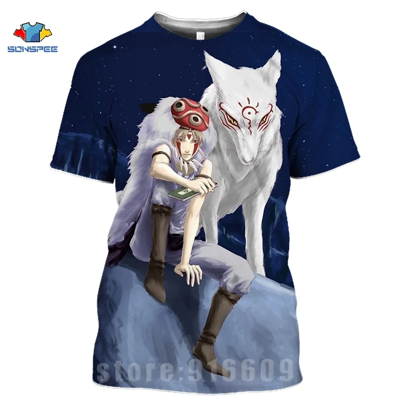 Anime Princess Mononoke T shirts 3D Print Cartoon T shirt Men's Streetwear Women Fashion T-shirt Harajuku Shirts Homme T-shirt (5)