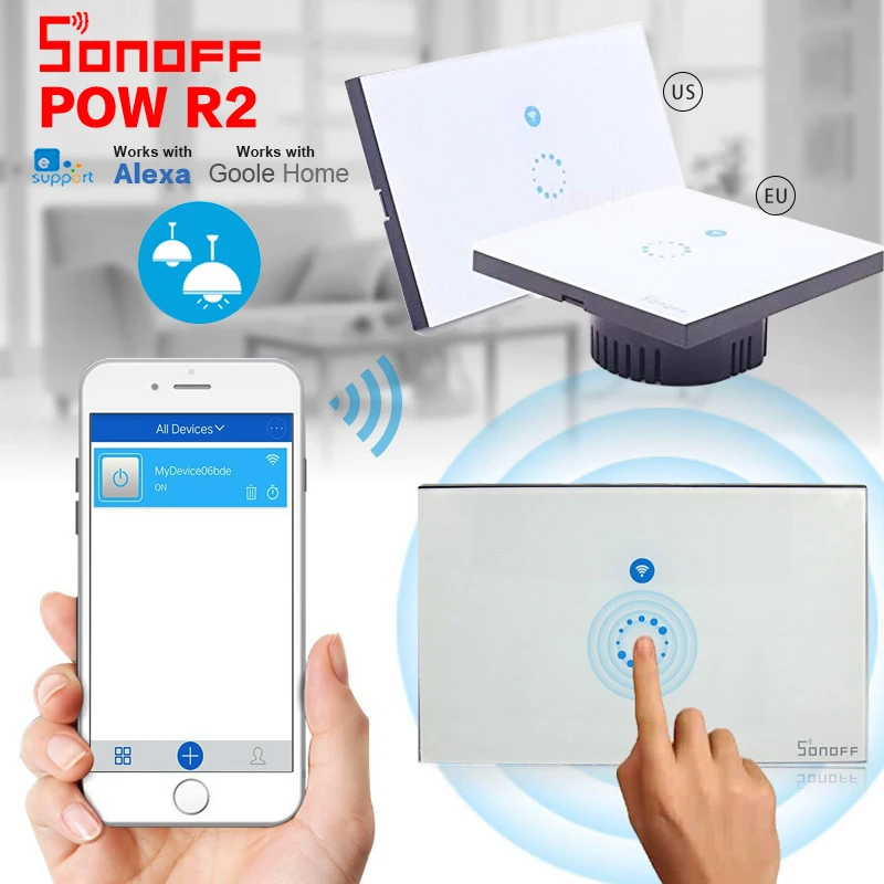 

Itead Sonoff Touch EU US Wifi Wall Touch Switch With Smart Home Wireless Remote Light Relay App Control Work with Alexa Google