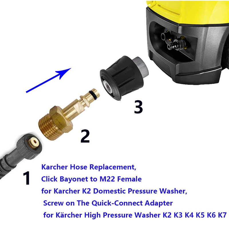 Adaptador de manguera de arandela de alta presión convertidor de conector rápido para karcher k2 accessories K3 K5 K7, arandela a presión boquilla karcher adaptador karcher, conector hidrolimpiadora,|Pistola de agua y