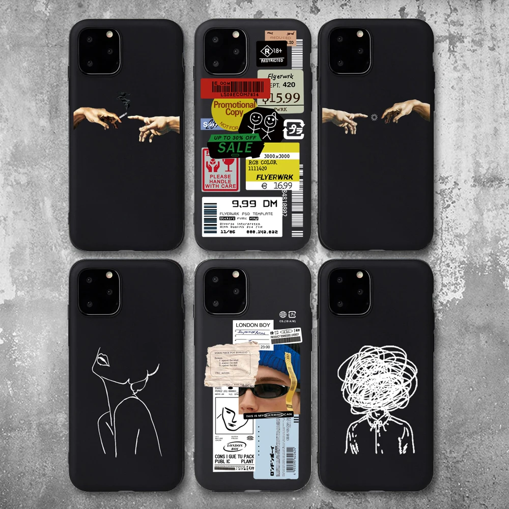 Чехол для телефона из ТПУ iPhone 11 X XR XS 7 8 6S Plus SE 2020 12 Модный чехол с абстрактным