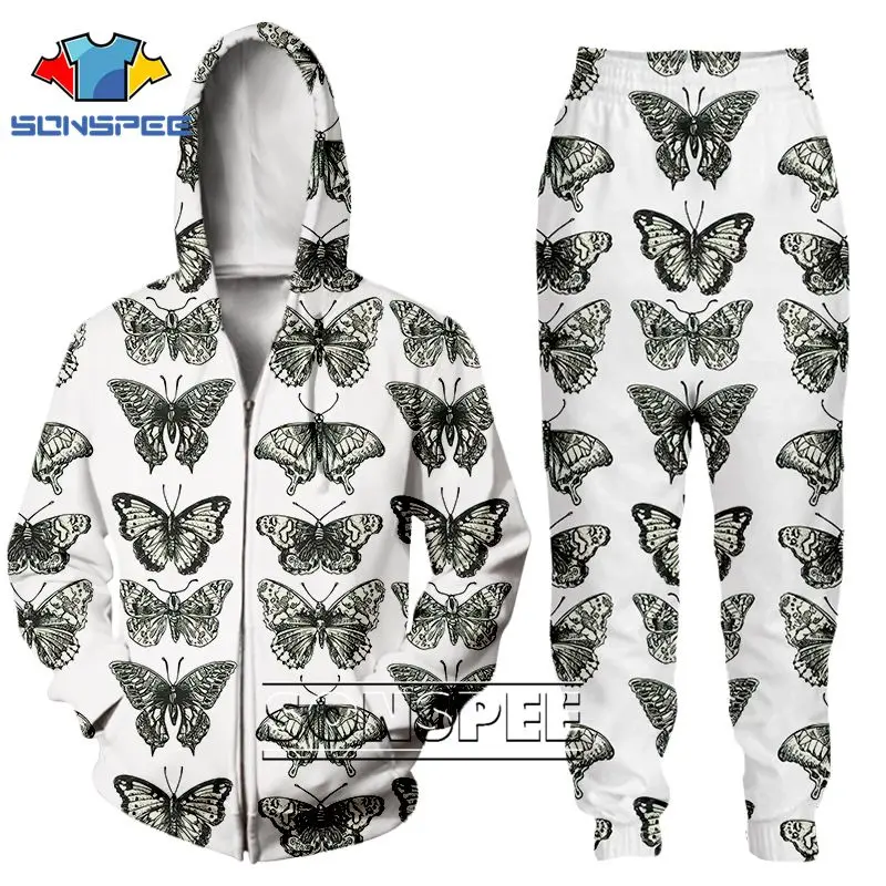 SONSPEE, новинка, для мужчин и женщин, Moth, толстовка, комплект из двух предметов, 3D принт, дом насекомых, Летающий жук, футболка, спортивный костюм, толстовки+ штаны, TZ13 - Цвет: Синий