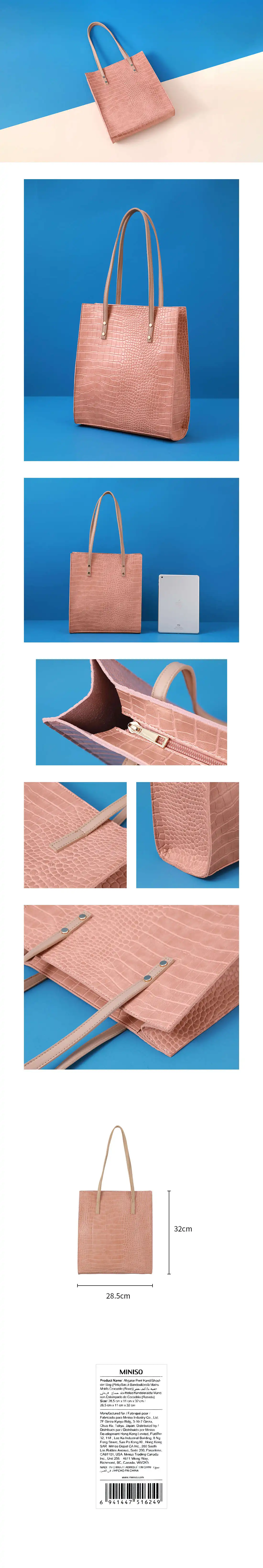 MINISO Bolso de mano con estampado de cocodrilo para mujer, bolsa de hombro  con estampado de cocodrilo, para compras al aire libre, en 4 colores| | -  AliExpress