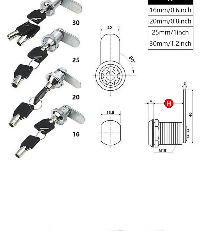 4 Cerraduras De Leva (20mm) - Para Taquillas, Buzones Y Armarios