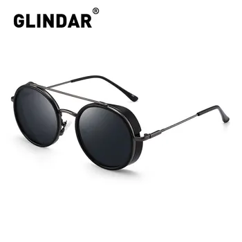 

Glindar Retro Teampunk Round Sunglasses for Women Men Double Bridge Metal Frame Sun Glasses