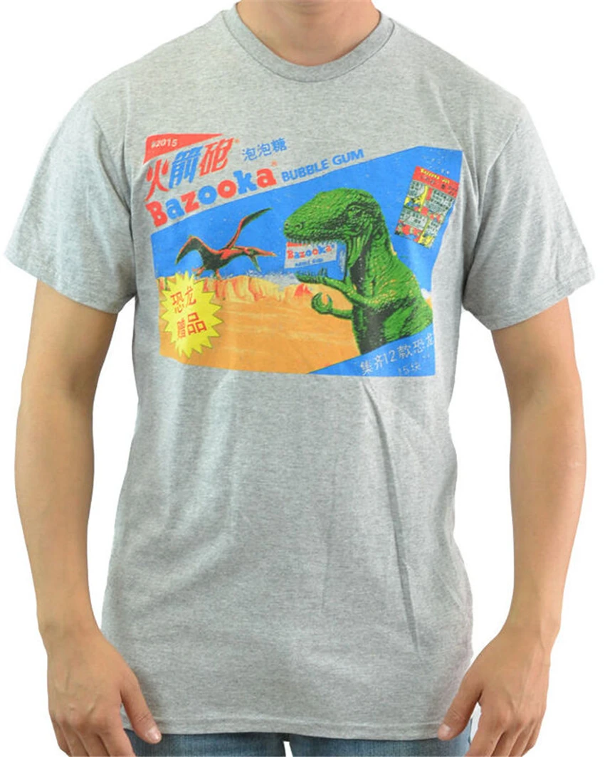 Bazooka Bubble Gum Мужская &amp #39S T-Rex баннер Лицензионная футболка серый вереск Новая