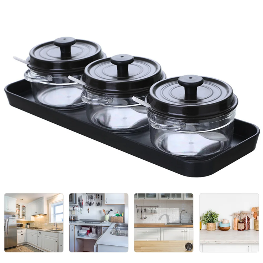 

1 Set Household Seasoning Jars with Tray Multifunctional Spice Storage Pots