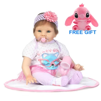 

55cm soft cloth body silicone reborn baby and clothes playmate kids toys appease toys Christmas Birthday Gift Photography props