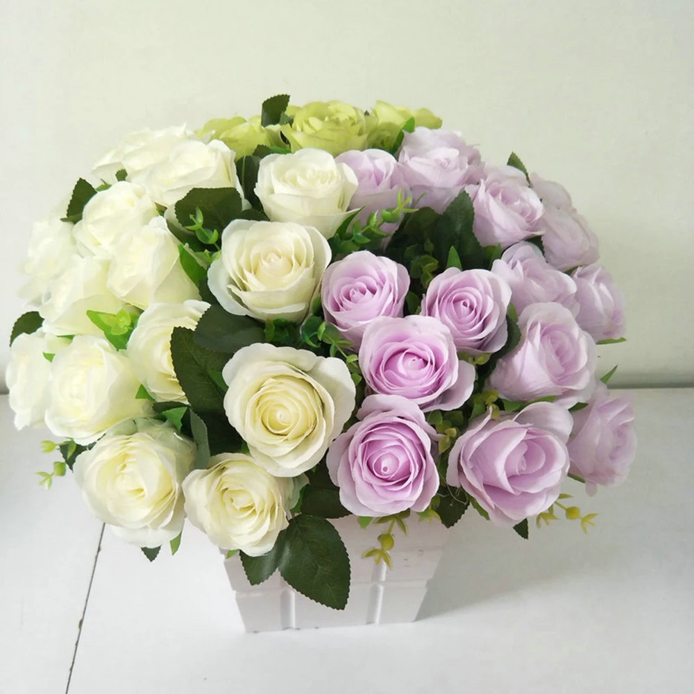 Blue Enchantress Cloth Artificial Rose Bouquet Porch Balcony Living Room Dining Room Bedside Table Simulation Flower Decoration