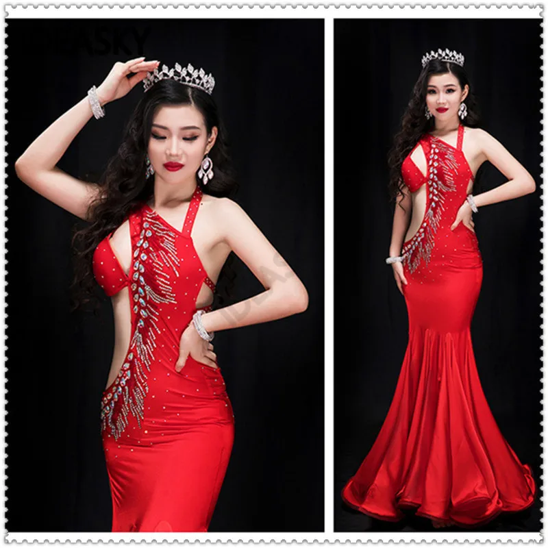 Oriental bellydance women belly dance ostumce set crystal dress