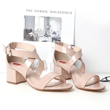 

Summer Women Sandals Gladiator Platform Square High Heel Rome Ankle Buckle Peep Toe Casual Beach Ladies Shoes Zapatos De Mujer