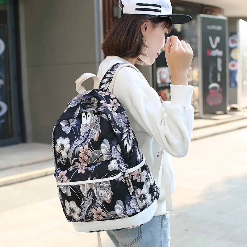 Женский водонепроницаемый холщовый рюкзак с цветочным принтом|backpack schoolbag|schoolbag for