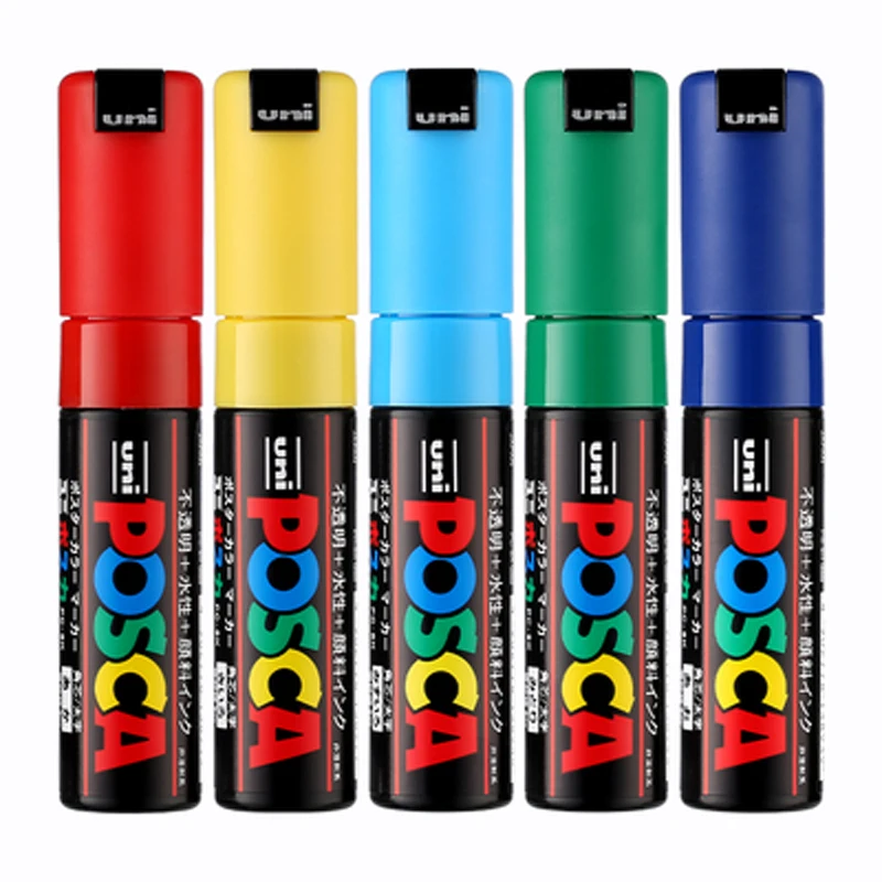 Uni posca pc 8k ручка маркер для рисования 8 цветов 15 с широким наконечником мм поп