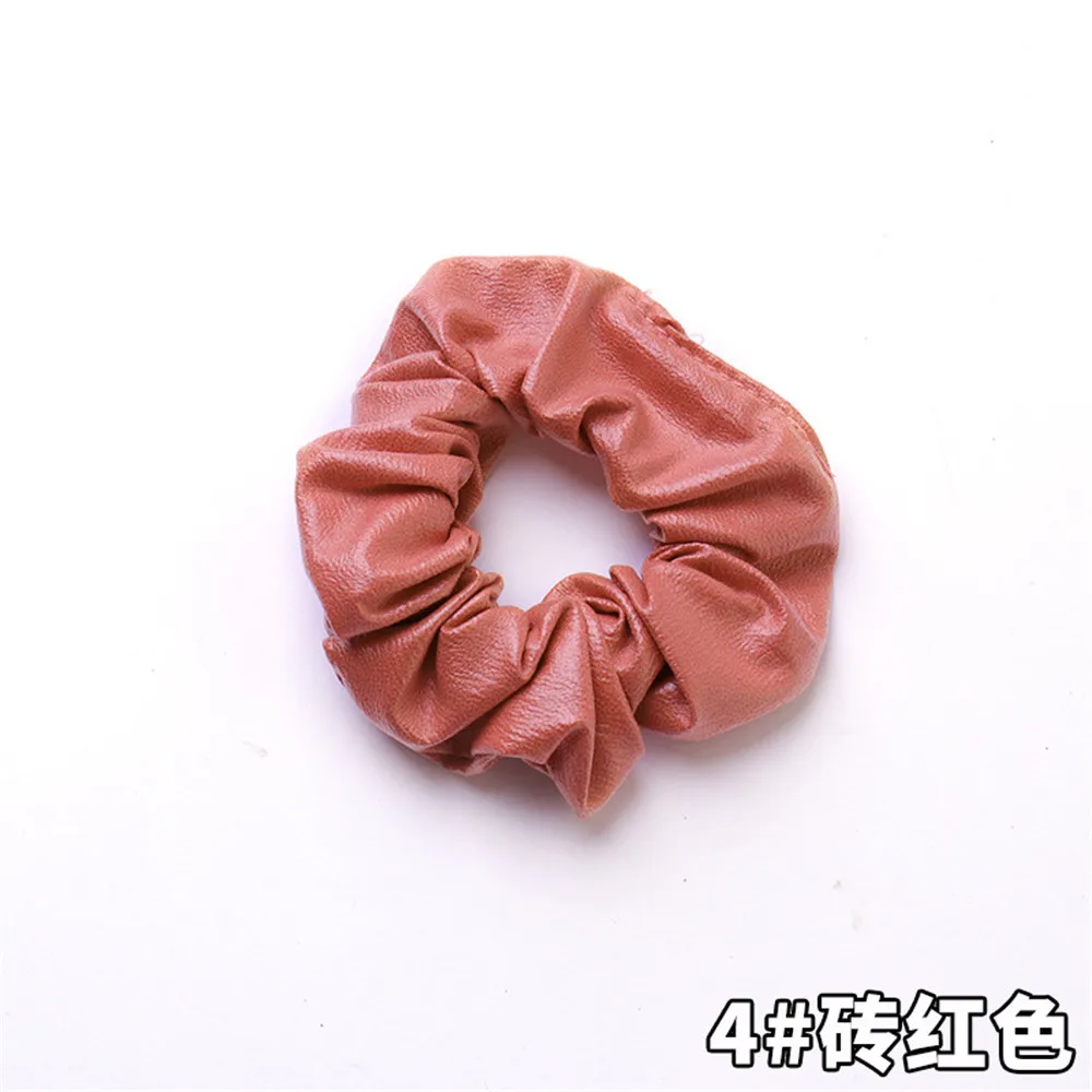 Orange red Креативные Новые ПУ Твердые кольца для волос девушки конфеты цвета дамы заколки для волос аксессуары резинка для волос Веревка - Цвет: Orange red