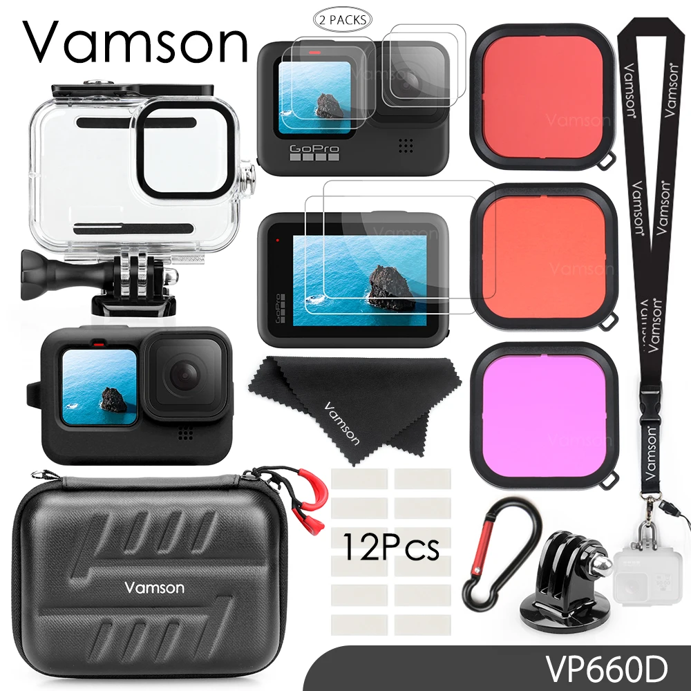Водонепроницаемый чехол Vamson для GoPro Hero 9 Черный Защитный подводного погружения Go