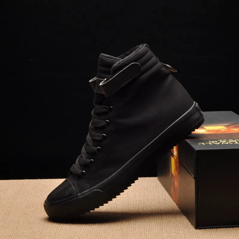 

Winter Shoes Men Winter Boots High top Sneakers Warm Fur Shoes Canvas Casual Men Ankle Boots Black White Footwear th6