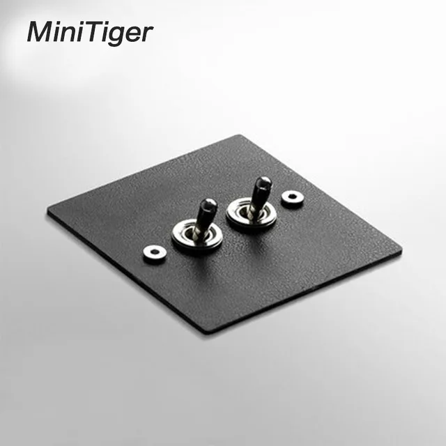 Minitiger 1/2/3 Gang 1 способ/2 Way 86 Тип скандинавском стиле домашняя стенная розетка панель пористый кованого железа рычаг кожа переключатель - Цвет: 2 Gang