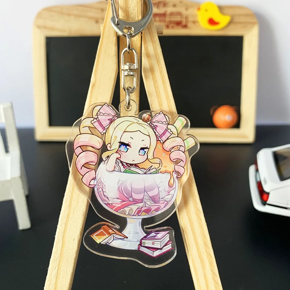 Popular Anime RE: ZERO Ram Rem Emilia Keychain Acrylic Cartoon Figures Key Chain Ring for Otaku Cosplay Bag Charm Birthday Gift