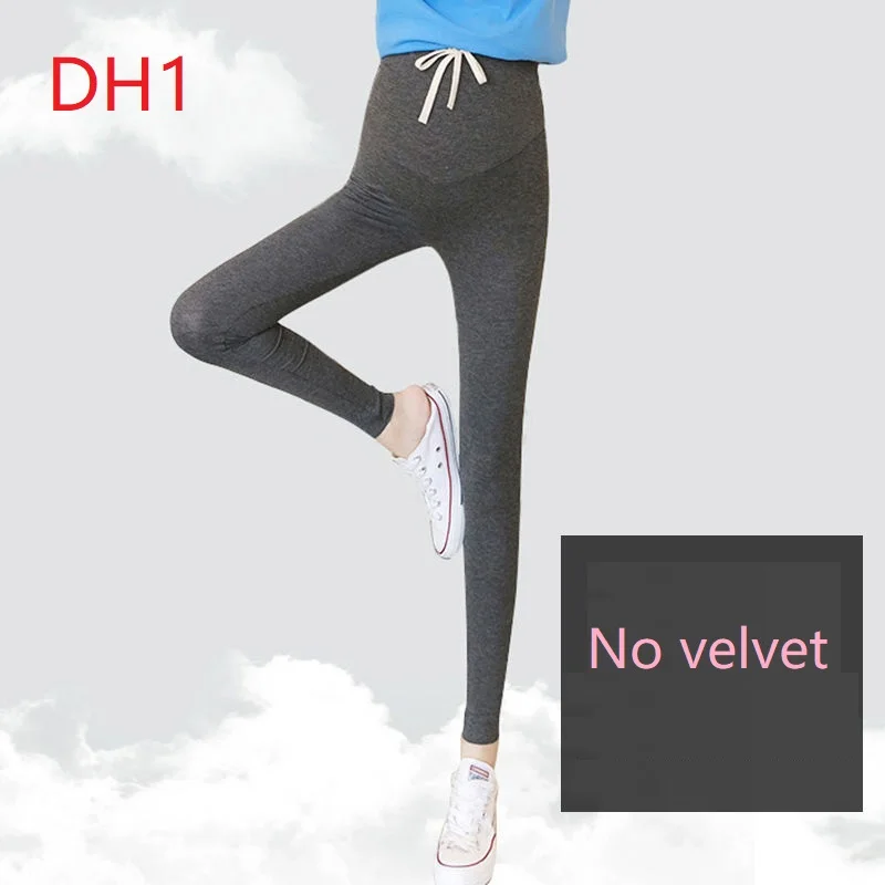 Pregnant Women Basic leggings Pants Maternity Clothes Trousers Spring Autumn Winter Plus Velvet Pants Maternity Out Wear - Цвет: DH1-No velvet