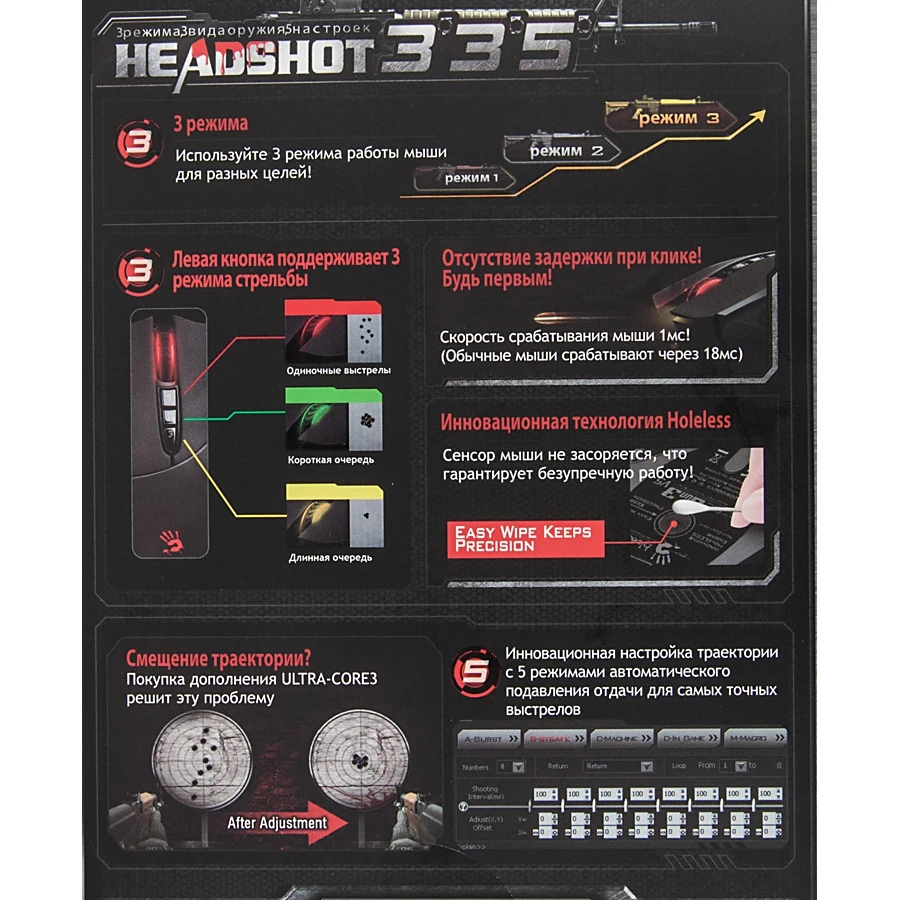 Мышь A4 Bloody V3 черный оптическая(3200dpi) USB(8but