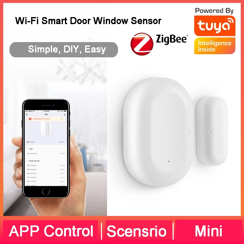 Battery Operated Tuya Smart ZigBee Door Window Contact Sensor Smart Life Security System Working 2 years