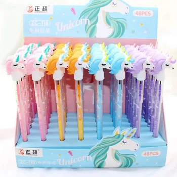 

4 Pcs/set Cute Rainbow Unicorn Pencils Replaceable Pencils HB Pencils Refills for Kids Gifts School Office Supplies Stationery