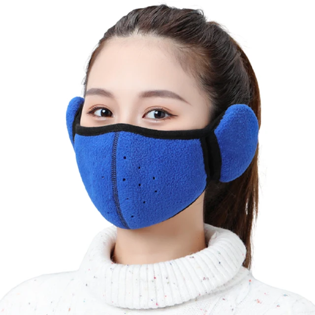 Fashion Winter Half Face Mask Thermal Fleece Ear Mouth Cover Neck Warmer Windproof Cycling Snowboard Ski Hiking Sport Scarf roal blue new