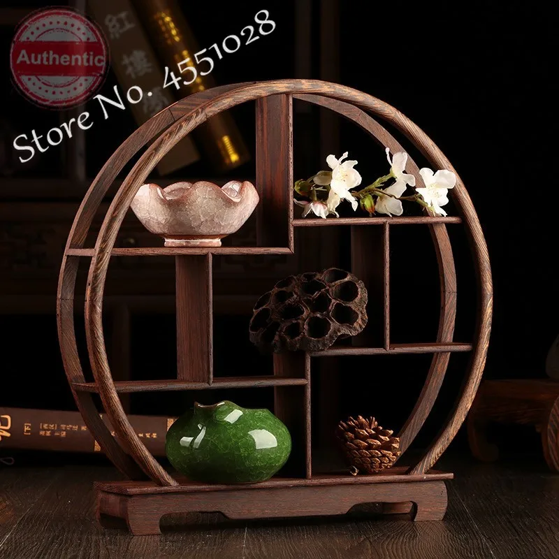Chinese Bogut Frame Solid Wood Teapot Tea Set Rack Small Chicken Wing Wood Display Stand Home Decorative Shelves afbeelding