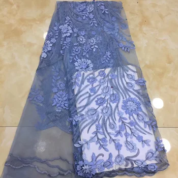 

10 colors (5yards/pc) sky blue African French net lace fabric with beautiful embroidery high quality for party dress FZZ723