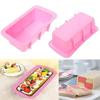 

Rectangle Shape Toast Bread Mold Loaf Pan Bakeware Random Color Silicone Jelly Ice Baking Mould