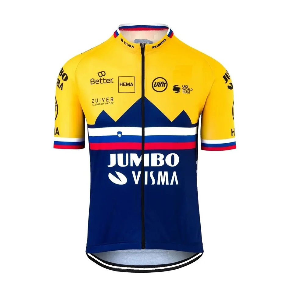 JUMBO VISMA-Maillot de Ciclismo de manga corta para hombre, Maillot de manga corta para bicicleta de carretera, campeón de eslogan, 2020