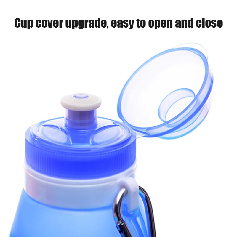 Hot 600ML Collapsible Silicone Water Bottle with hook Leak Proof Portable Cup for Travel Sports Outdoor DO2