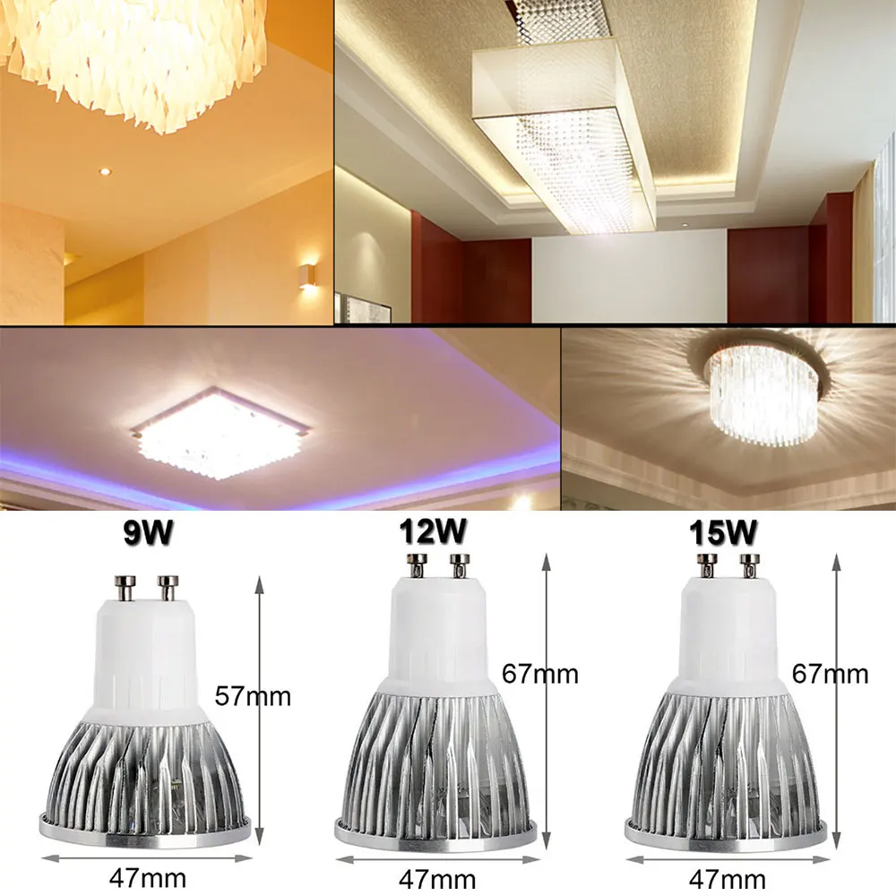 GU10 9W Dimmable прожекторы ультра яркий белый/теплый белый алюминий 300LM 85-265V