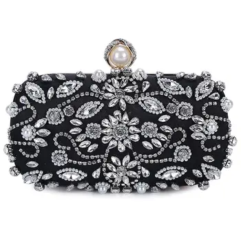 

LJL-Women Noble Crystal Beaded Evening Bag Wedding Clutch Purse