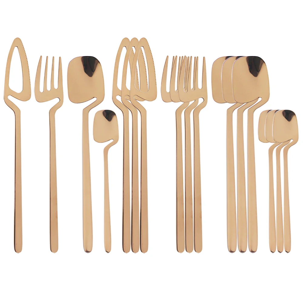

16Pcs Rose Gold Cutlery Set Knife Fork Spoon Dinner Tableware Set 18/10 Stainless Steel Dinnerware Party Silverware Flatware Set