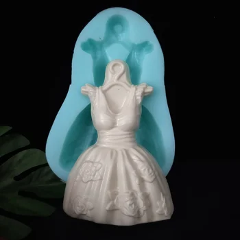 

DIY Silicone Fondant Mold 3D Princess skirt dress Mold Soap Making wedding cake decoration tools resin clay candle mold