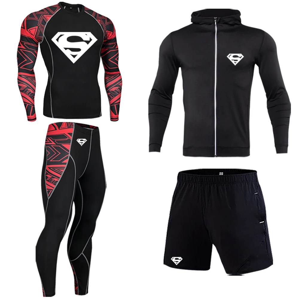 Brand high quality fashion men's suit sports compression tights MMA thermal underwear Rashgard men's quick-drying jogging suit