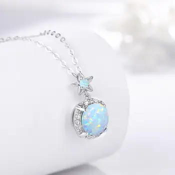 

Sterling Silver Pendant Women Small Cute Gemstone Pendant Opal Inlaid Zircon With Flower Luxury Jewelry Wedding Valentines Gift