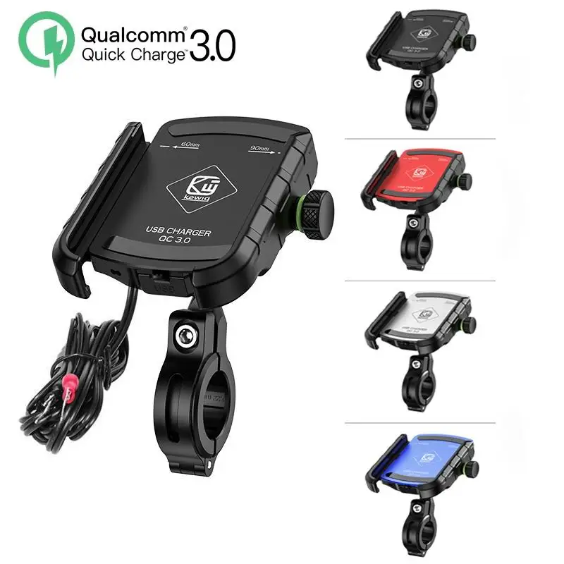 

Motorcycle Phone Holder with QC 3.0 USB Charger for iPhone Samsung Motorbike Mirror Handlebar GPS Stand Bracket Cell Phone Mount