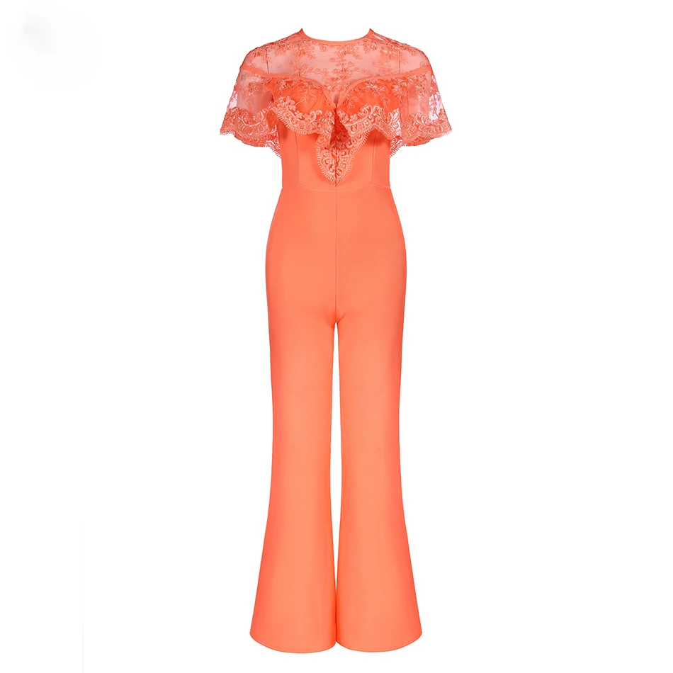 Halinfer новые летние женские комбинезоны для женщин Сексуальная bodycon Круглая горловина кружево утягивающий комбинезон; элегантные туфли в стиле знаменитостей; вечерние комбинезон vestidos - Цвет: as photo
