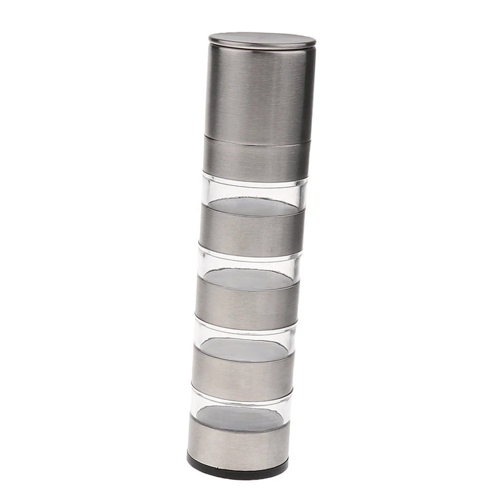 4 in 1 Clear Plastic Seasoning Box Condiment Bottle Spice Jar with Pepper Grinder Tops