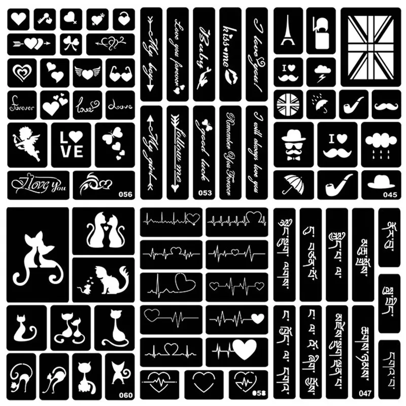 Small Airbrush Tattoo Stencils For Women Kids Drawing Template Henna Stencil Paiting Glitter Tattoos | Красота и здоровье