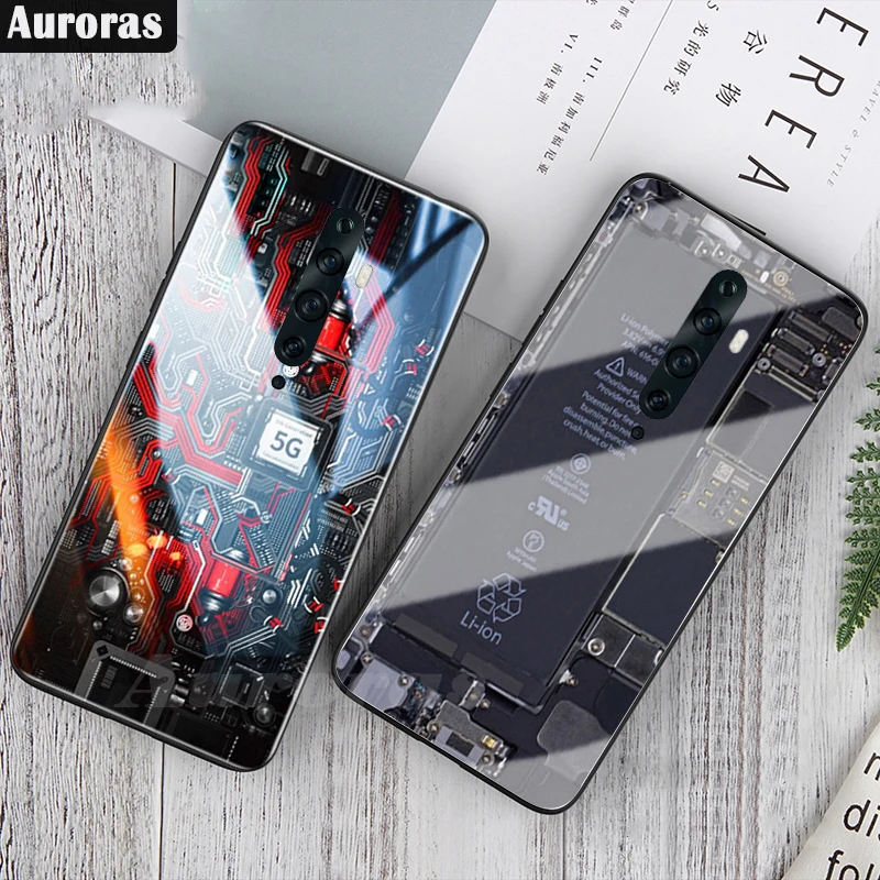 Auroras For OPPO Reno 2Z Case Explorer Painted Tempered Glass Silicon Protective Phone Cover For Reno 2F 2 Cases