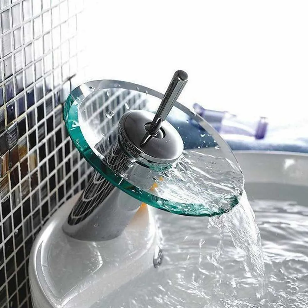 Ванная комната вращающийся домашний легко установить практичная замена горячей холодной воды из нержавеющей стали раковина стеклянный водопад ручка