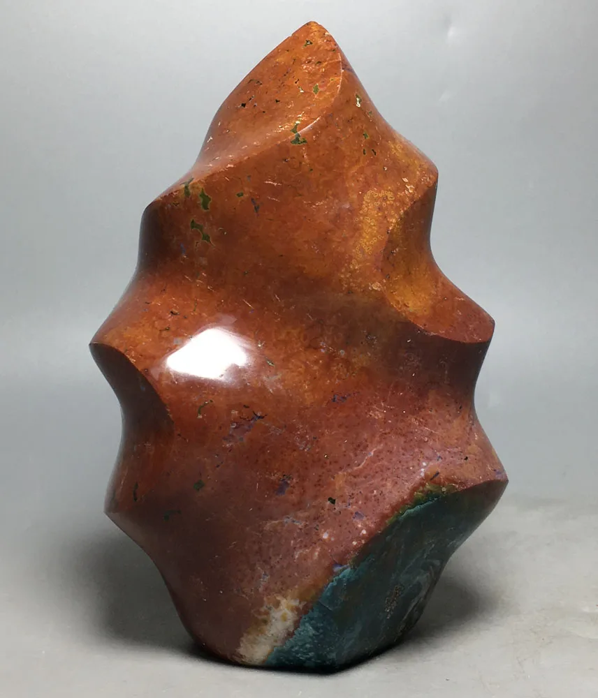 

513g High quality natural quartz crystal feng shui decorated Ocean jasper flame for sale