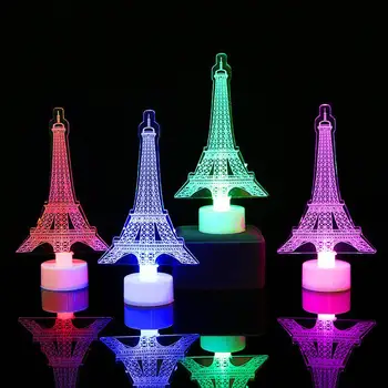 

SOLLED 3D Romantic Eiffel Tower/Paris LED Night Light RGB Bedroom Table Lamp