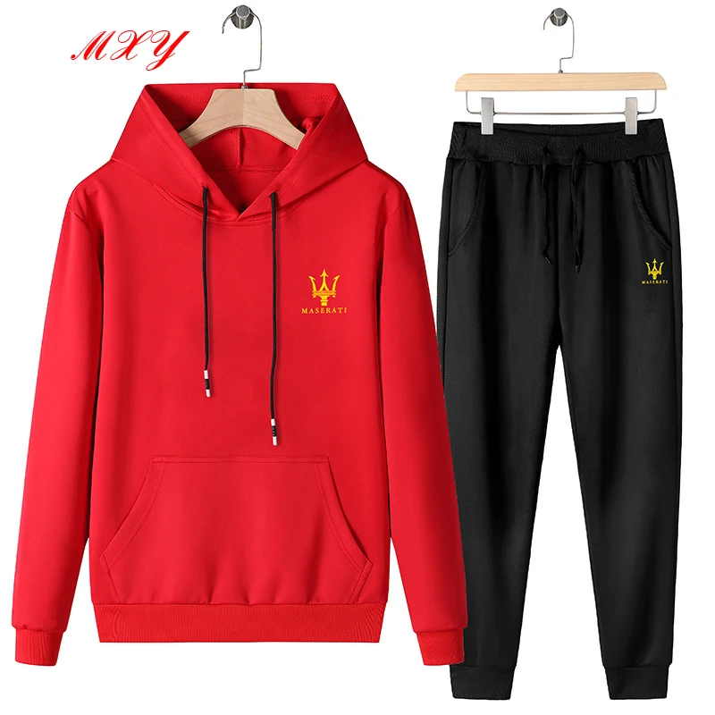 

Men Korean Long Sleeve Sports Running Set Solid Color Even Hat Fitness Outdoor Sports Set Autumn Youth Sports Set Hooded Clothes