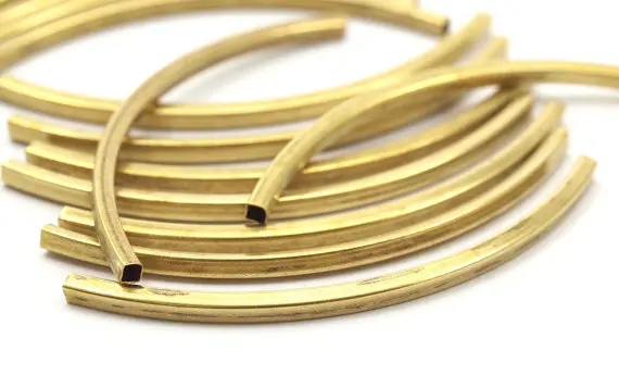 

50 Square Curved Raw Brass Tubes (50x2x2mm) sq530