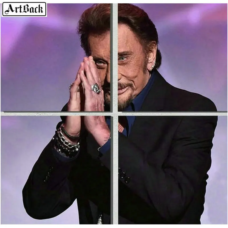 

JOHNNY HALLYDAY diamond painting portrait full round drill French singer diamond mosaic sticker decoration