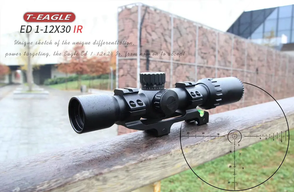 T-EAGLE 1-12X30 IR ED Riflescope тактический оптический прицел полный размер Mil-Dot красный зеленый illumilated сетка охотничий прицел